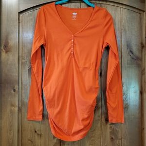 Orange Old Navy Long Sleeve Maternity Shirt
